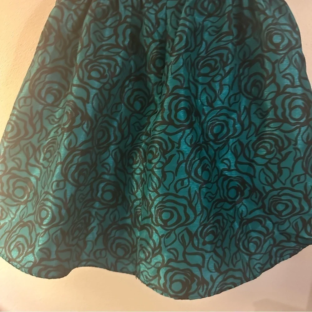 Gymboree Girl Emerald Green Black Lace Rose Holiday Party Dress Sleeveless 6